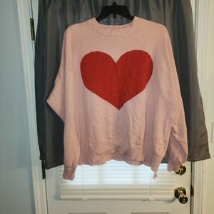 Eloquii Pink Sweater with Red Heart